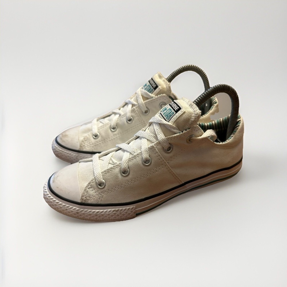 Converse Low Top Junior Size 4 shoes Teal Blue Off White Canvas Comfort Style